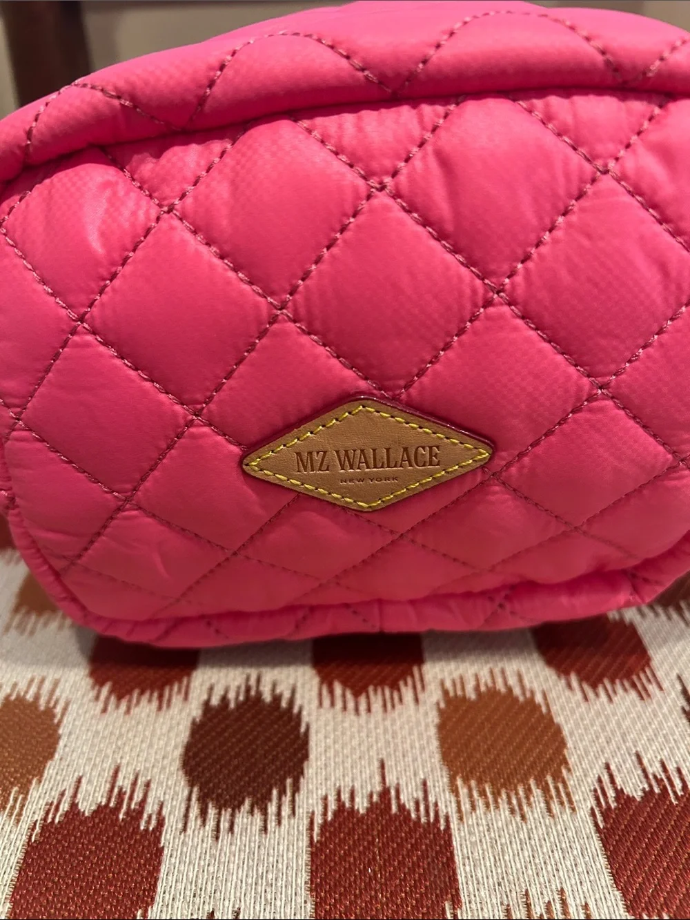 MZ Wallace Hot Pink Quilted Cosmetic Case with Top Handle NWT